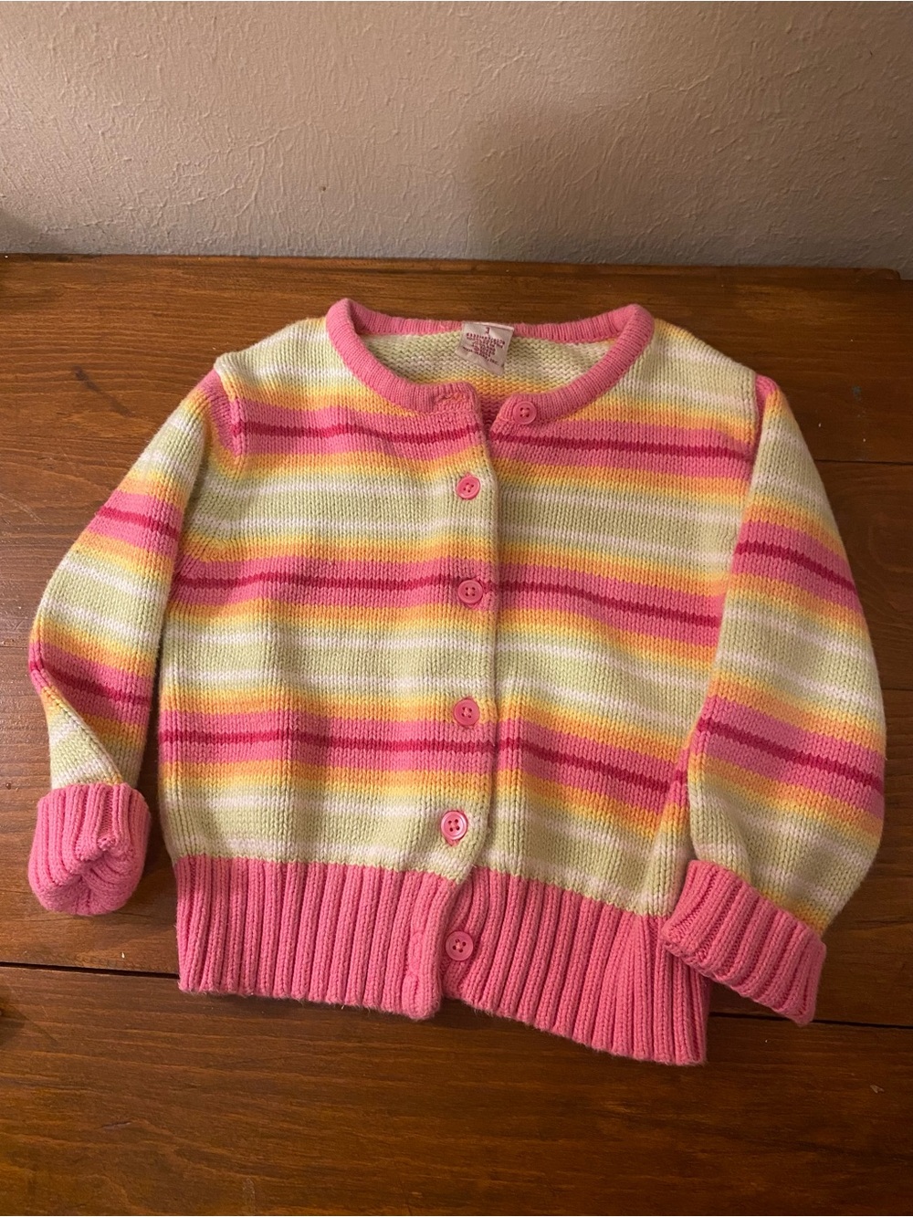 Gymboree Y2K Vintage Toddler Girl’s Striped Pnk/Grn 100% Cotton Cardigan Sz3